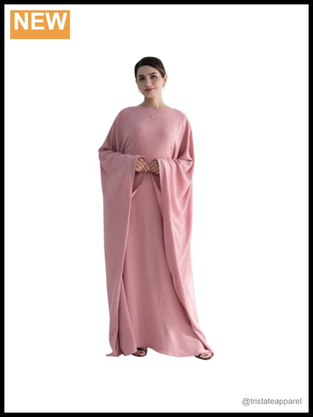 Muslim Abaya Dress Bat Sleeve Islamic Maxi Robe Jilbab Eid Kaftan